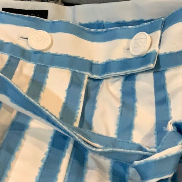 NWT ESCADA Raw-Edged Striped Cotton Wide Leg Culottes Size 36 6 - Picture 16 of 16